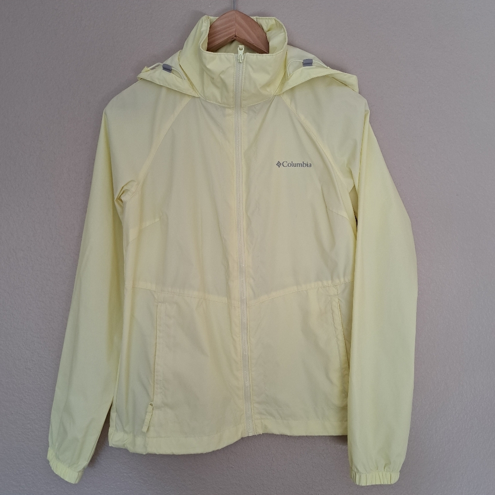 Women's Columbia Modern Athletic Outdoors Yellow Windbreaker Rain Jacket Size S